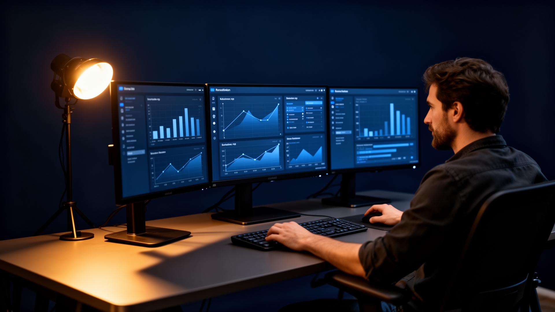 Creator analyzing growth dashboards